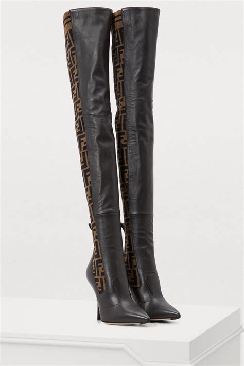 fendi glossy knee boots|fendi thigh high sock boots.